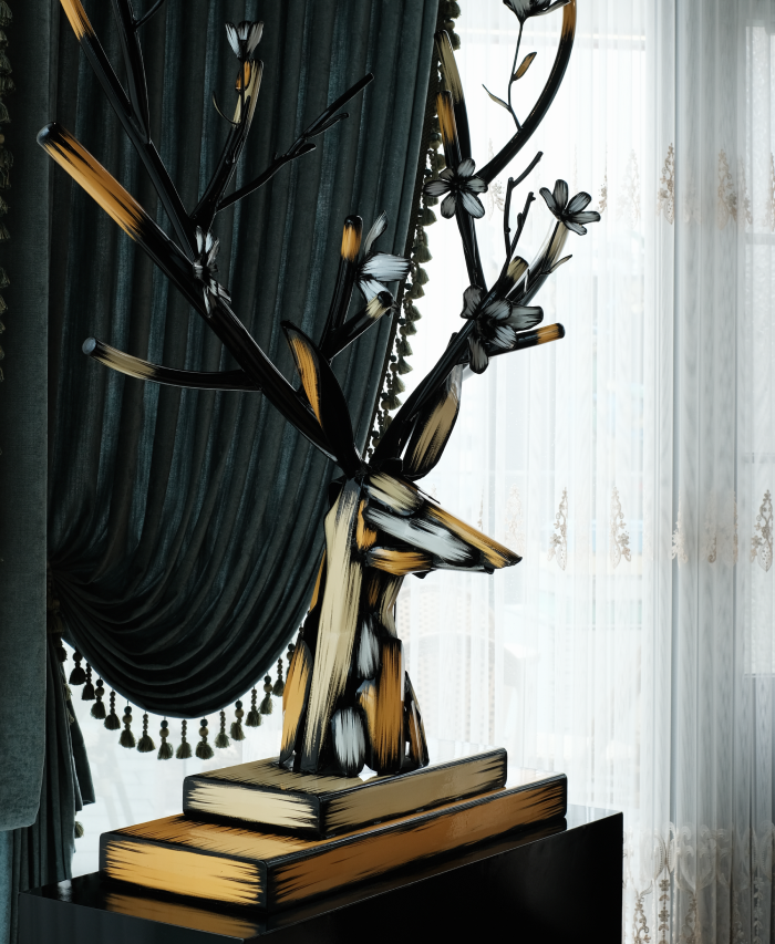 Deer, 2026, Urethane paint on stainless steel, 60x130x150(h)cm